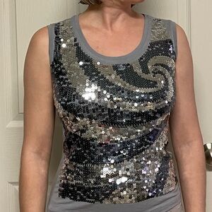 Grey sequin top - size Small